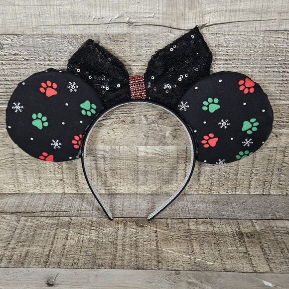 Disney Ears Christmas Minnie Mouse Paw Print Ears Handmade - Picture 5 of 5